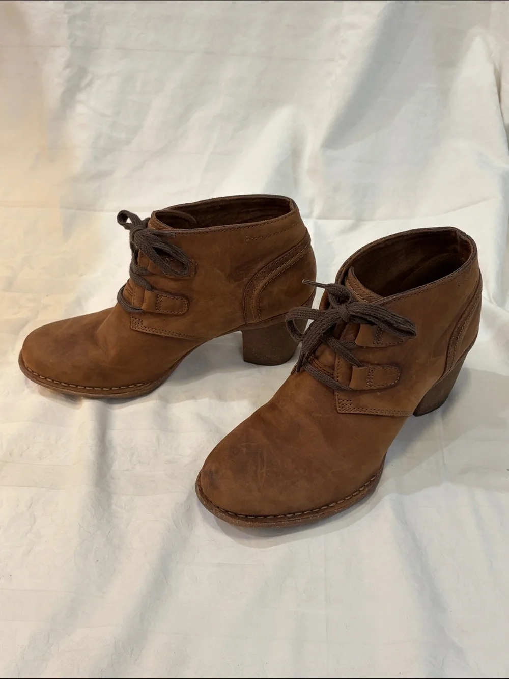 Clarks Brown Suede Lace-Up Ankle Booties